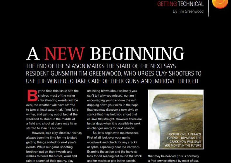 Clay Shooting Magazine September 2010 A new beginning